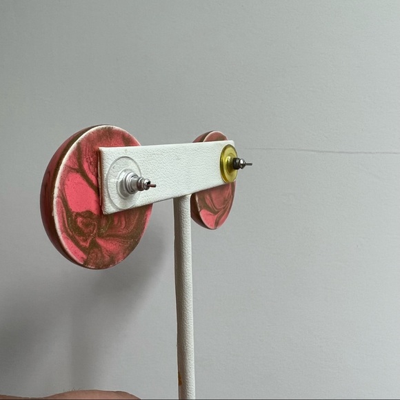 Vintage Pink Swirl Statement Earrings - Picture 6 of 6